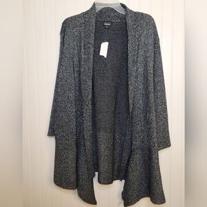 Simply Emma Black/Silver Shimmer Open Cardigan Size 3X NWT